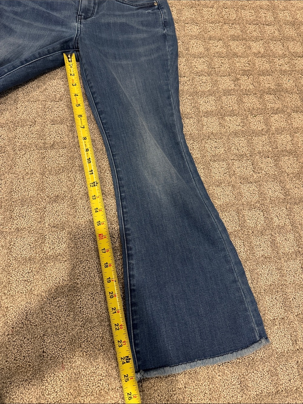 NYDJ Women's Blue Flare Jeans with Raw Hem - Picture 3 of 5